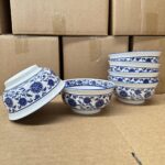 Blue White Porcelain Lotus Ramen Bowl - Image 3