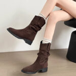 Women's Retro Suede Western Cowboy Boots - Image 4