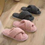 Women's Cross-Belt Plush Home Slippers - Image 2