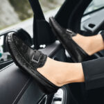 Crocodile-Embossed Leather Slip-On Loafers