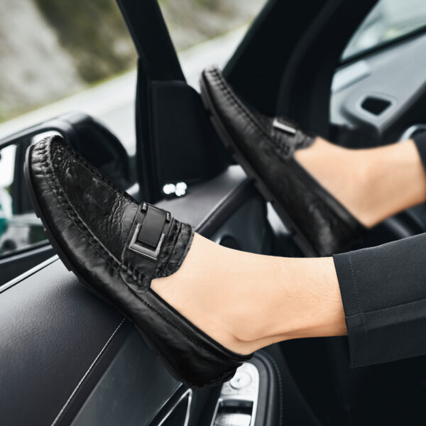 Crocodile-Embossed Leather Slip-On Loafers