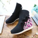 Women's Canvas Embroidered Wedge Short Boots - Image 3