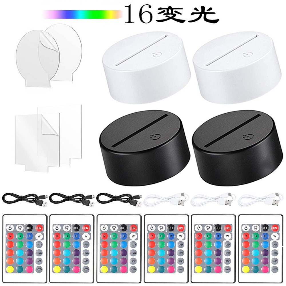 O1CN01dPaNU1235wP6BGbqT_2207912257205-0-cib.jpg 3D Acrylic Night Light Base with Remote & Touch Control, 16-Color Changing LED Table Lamp, Christmas Gift - Image 1