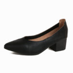 Soft Leather Pointed-Toe Chunky Heel Pumps - Image 5