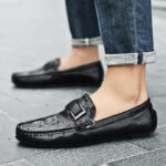 Crocodile-Embossed Leather Slip-On Loafers - Image 2