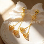 24K Gold Plated Tassel Necklace Earrings Set - Image 4