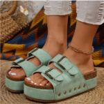 Women's Platform Sandals Metal Buckle Rivet - Image 9