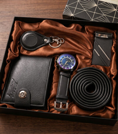Black Set (Belt + Wallet + Watch + Keychain