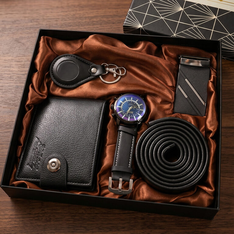 Black Set (Belt + Wallet + Watch + Keychain