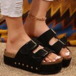 Women's Platform Sandals Metal Buckle Rivet - Image 7