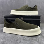 Frosted Leather Slip-On Platform Sneakers