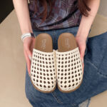 Women's Perforated Woven Mesh Flat Slippers - Image 2