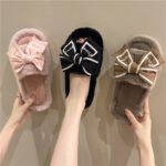 Women's Love Bow Plush Home Slippers