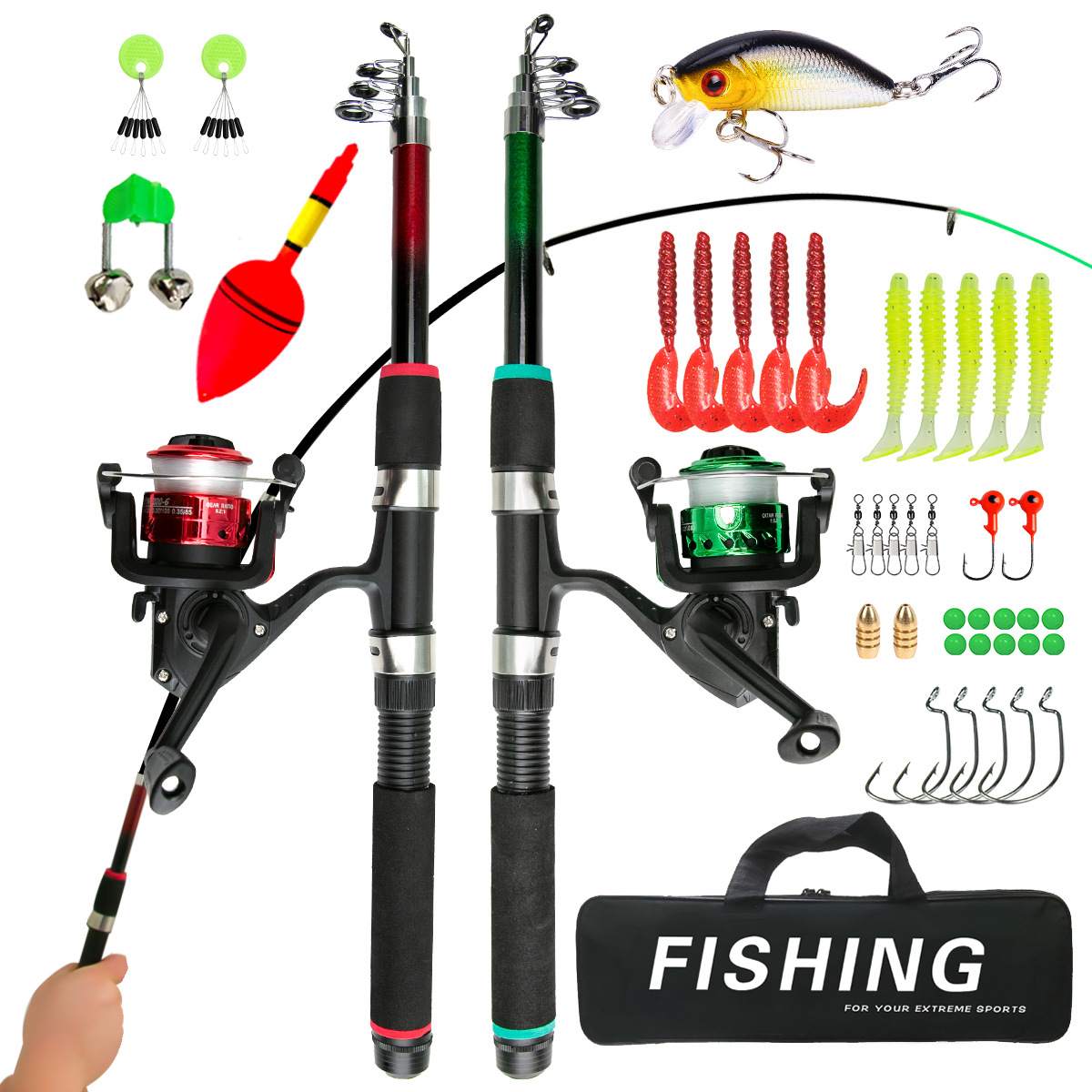 O1CN01pQ5qyq1gGikrcmjAr_2214267284115-0-cib.jpg 1.8m Beginner Lure Fishing Rod and Reel Combo Set with Bait Box - Image 1