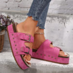Women's Platform Sandals Metal Buckle Rivet - Image 3