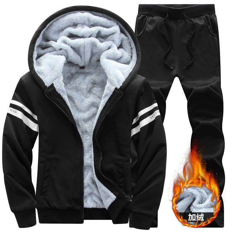 O1CN01q8fgCd2KyIqSvUo0H_2200619879625-0-cib.jpg Men's Winter Fleece-Lined Hooded Sweatshirt and Pants Set - Thickened Casual Plus Size - Image 1