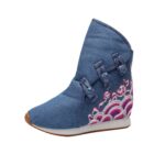Women's Canvas Embroidered Wedge Short Boots - Image 5