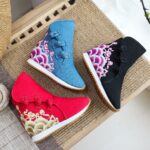 Women's Canvas Embroidered Wedge Short Boots - Image 2
