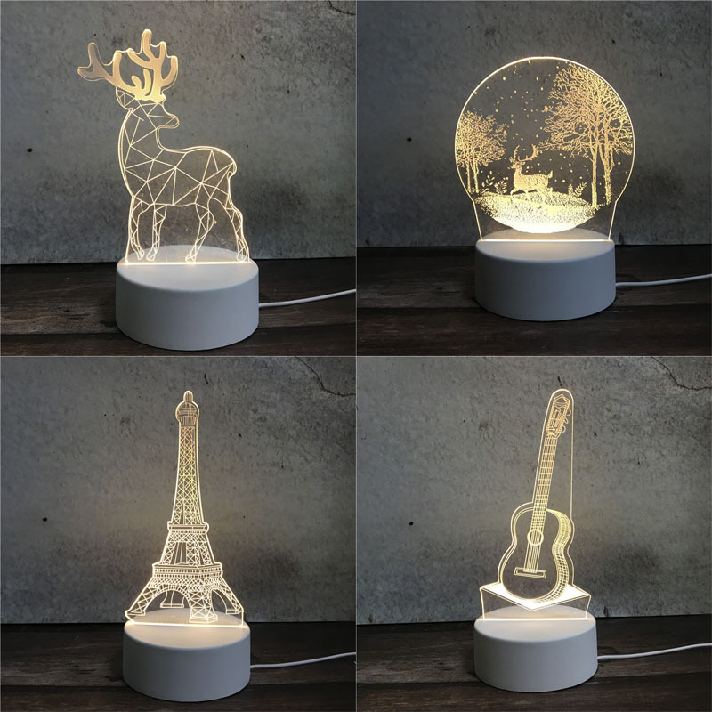 O1CN01t0DAe5235wf0JW1k7_2207912257205-0-cib.jpg 3D LED Night Light - Deer, Eiffel Tower, Guitar, Bear & Ferris Wheel Designs, USB Powered - Image 1