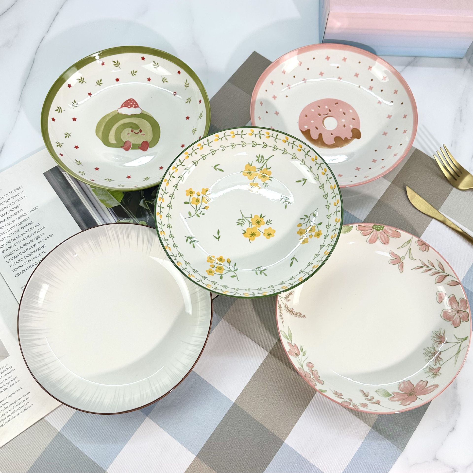 O1CN01tO5ZuI1KShlg2SC4Z_2207814031163-0-cib.jpg 8-Inch Round Ceramic Plates - Image 1