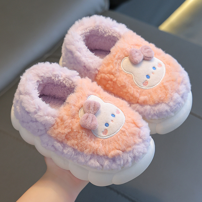 O1CN01wJVp651o4N2W3ZNbU_3478125171-0-cib.jpg Kids Winter Fleece-Lined Non-Slip Slippers - Image 1