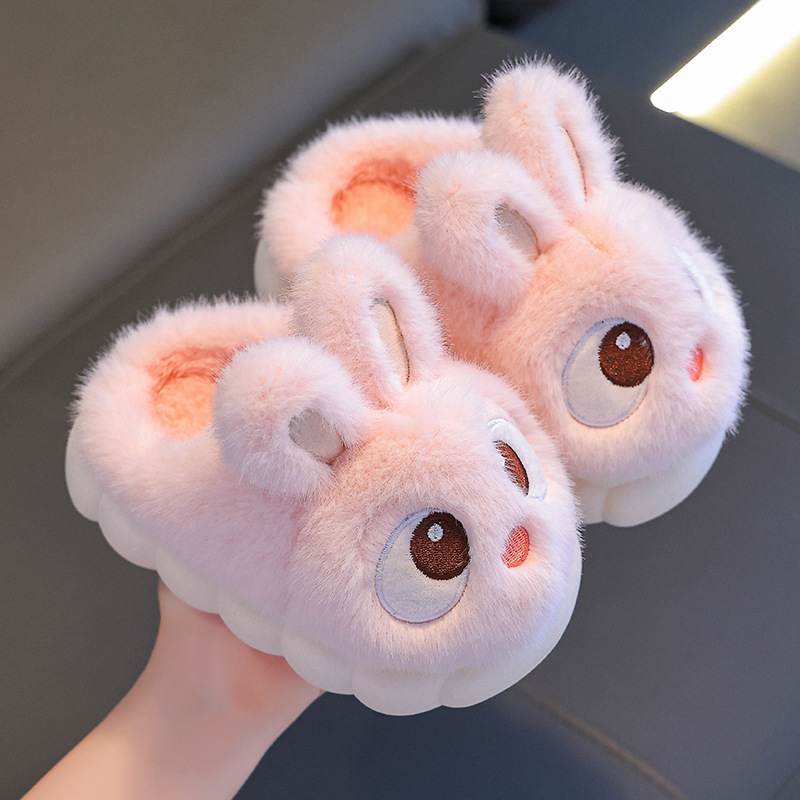 O1CN01wyz4mu1o4N2oKI04U_3478125171-0-cib.jpg Kids Rabbit Winter Fleece Slippers - Image 1