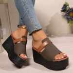 Colorblock Wedge Platform Slide Sandals - Image 2