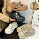Women's Closed-Toe Platform Clogs with Thick Soles – Slip-On High-Heel Casual Outdoor Sandals