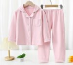 2026 Kids Autumn Winter Soft Collared Pajama Shirt & Pants Set | 8 Colors, 90–180 cm - Image 9