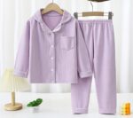 2026 Kids Autumn Winter Soft Collared Pajama Shirt & Pants Set | 8 Colors, 90–180 cm - Image 10