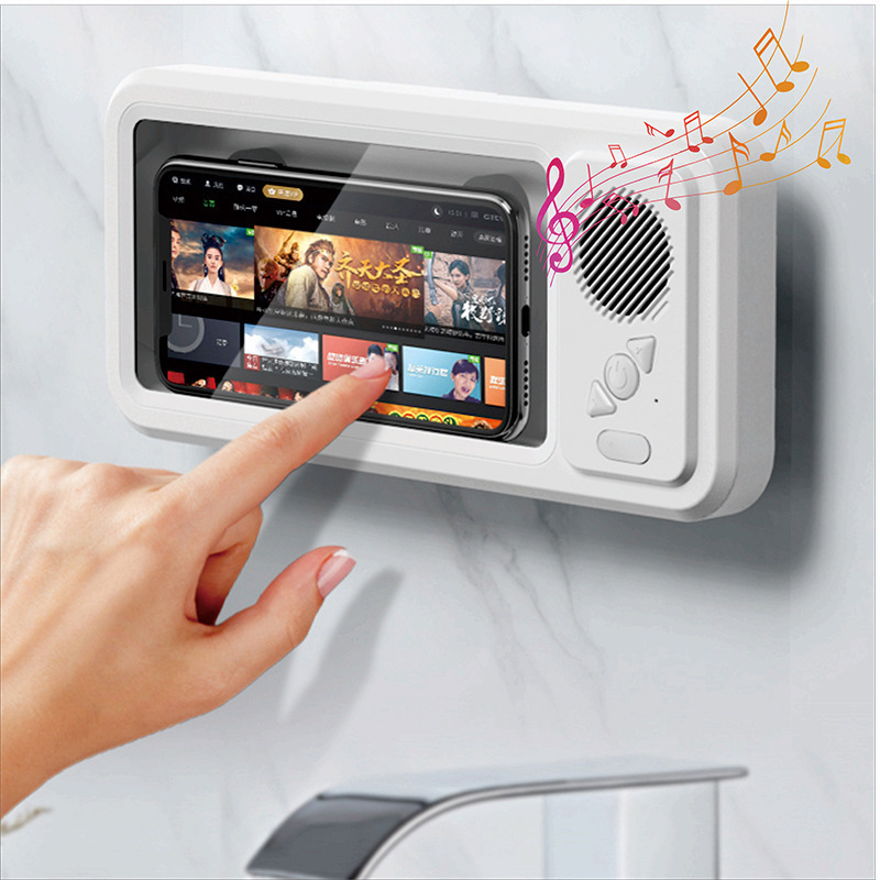 PHONE1000_pic_02 2026 Waterproof Bathroom Phone Holder Box with Bluetooth Speaker | 4 Styles - Image 1