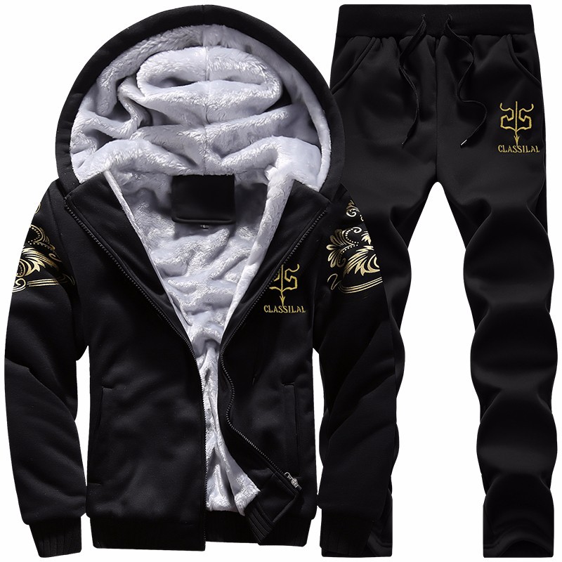 Winter fleece-lined men tracksuit