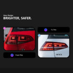 Comparison of Volkswagen Golf 7 MK7 original and upgraded rear LED lights
