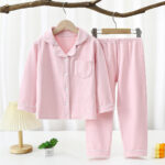 2026 Kids Autumn Winter Soft Collared Pajama Shirt & Pants Set | 8 Colors, 90–180 cm