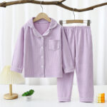 2026 Kids Autumn Winter Soft Collared Pajama Shirt & Pants Set | 8 Colors, 90–180 cm - Image 2