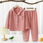 2026 Kids Autumn Winter Soft Collared Pajama Shirt & Pants Set | 8 Colors, 90–180 cm - Image 3