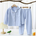 2026 Kids Autumn Winter Soft Collared Pajama Shirt & Pants Set | 8 Colors, 90–180 cm - Image 4
