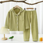 2026 Kids Autumn Winter Soft Collared Pajama Shirt & Pants Set | 8 Colors, 90–180 cm - Image 6