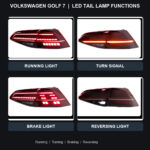 VW Golf 7 and 7.5 sequential LED tail lamps – supplier product image 4